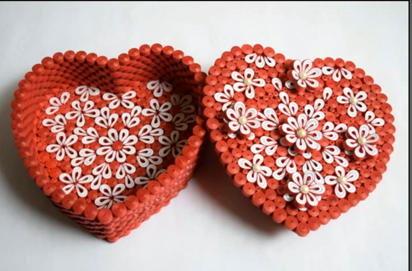 Quilled Heart Shaped Box
