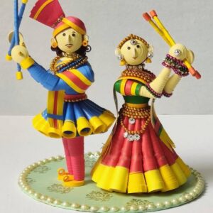 Vibrant Quilling Dandiya Couple – 5 Star Festive Decor Showpiece