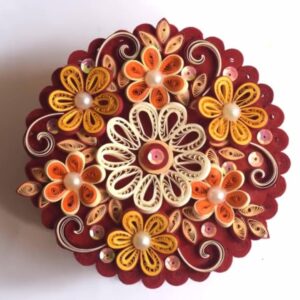 Exquisite Handmade Quilling Round Jewellery Box (10cm)