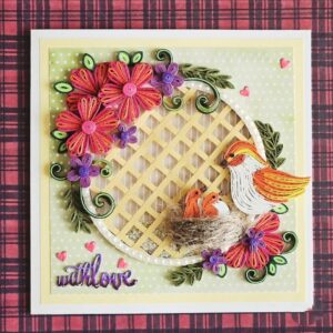 Adorable Handmade Quilled Bird Nest Card – 5 Star Floral Love Greeting