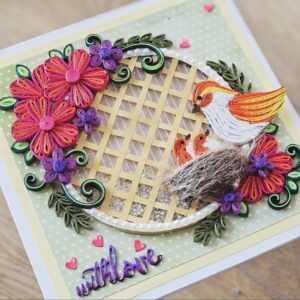 Adorable Handmade Quilled Bird Nest Card – 5 Star Floral Love Greeting