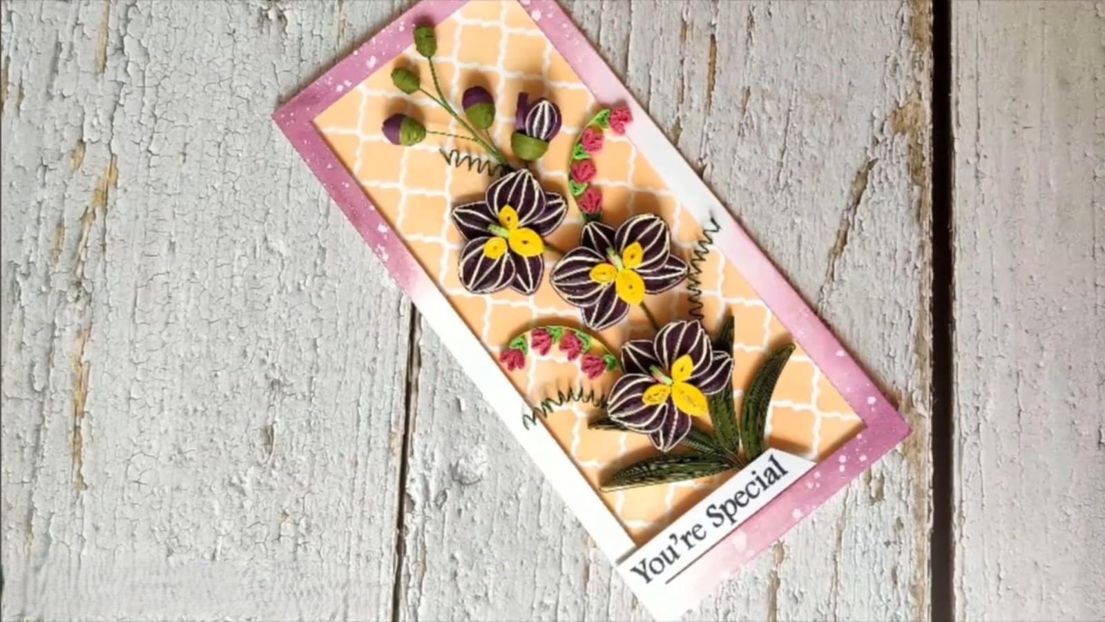 Quilling Orchid Flowers Card
