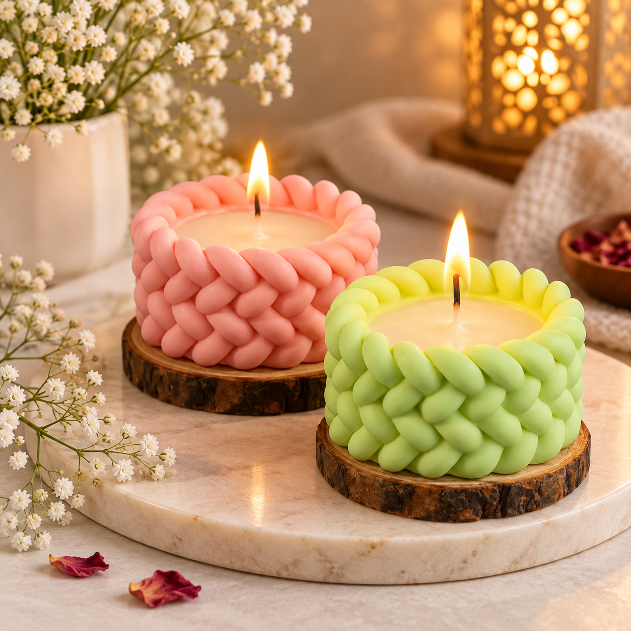 woven rope style candle