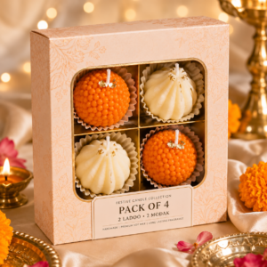 Handcrafted Momo & Laddu Scented Candle Gift Set of 4