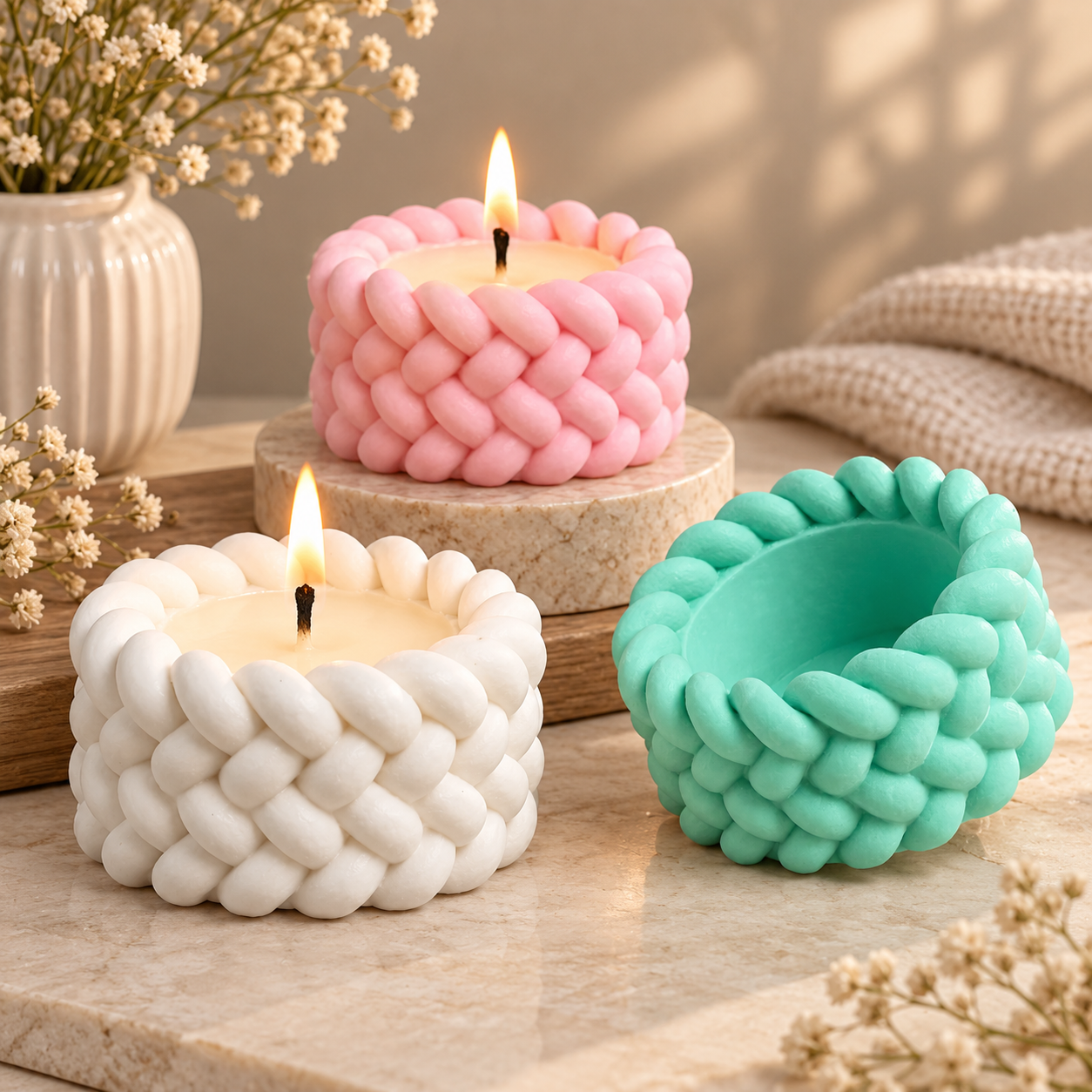 woven rope style candle